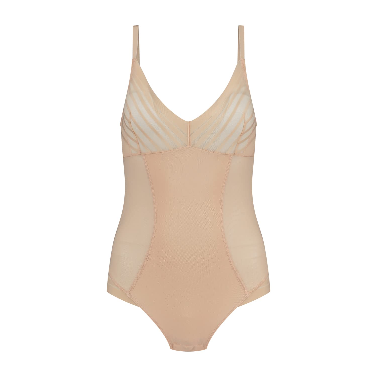 Bye Bra Powermesh Bodysuit Brief, High Control, Button Closure, Cotton Crotch, Transparent Look, Double-Layer Front Panel, Lightweight, Shapewear For Women