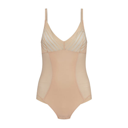 Bye Bra Powermesh Bodysuit Brief, High Control, Button Closure, Cotton Crotch, Transparent Look, Double-Layer Front Panel, Lightweight, Shapewear For Women