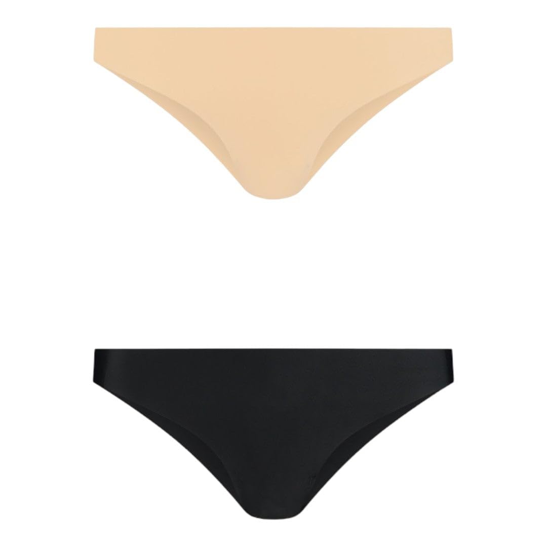 Bye Bra Invisible Brazilian Panties, Seamless Low Rise Underwear, Smooth and Comfortable Knickers with no-Stitching, 2-Pack: Nude, Black, XS-XL (S)