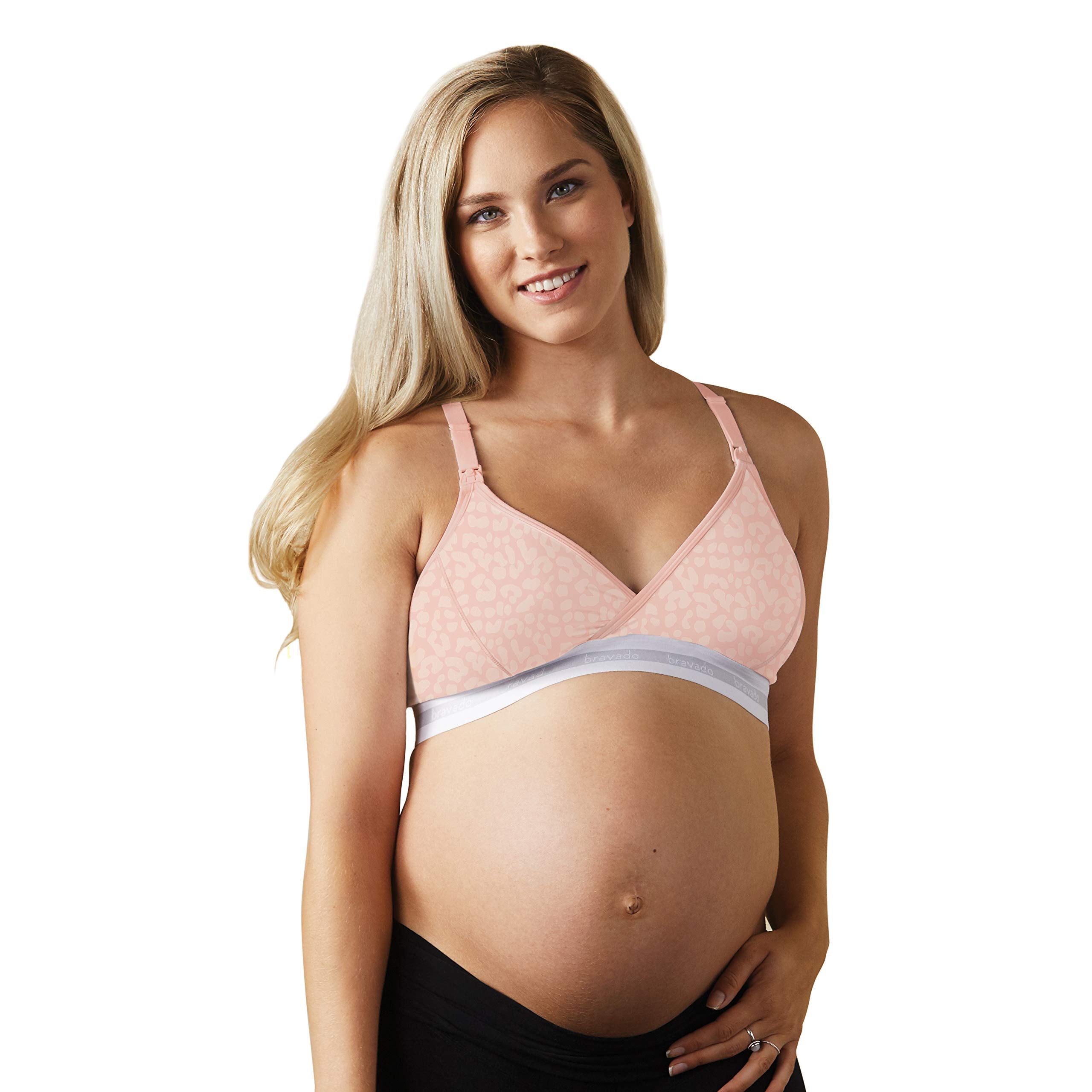 BRAVADO! DESIGNS Women's Original Maternity & Nursing Sleep Bra, Cotton-Modal, Pink L
