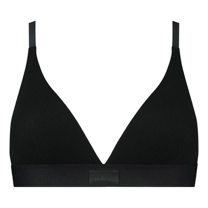 Natural Rib Triangle Bra Top Black L