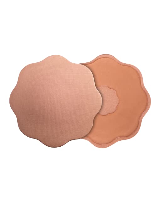 Bye Bra Silicone Nipple Covers Women Pasties Flower Shaped One Size 2 Pairs for Daily Wear Reusable Up to 15 Times, Nude