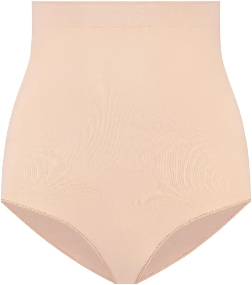 Bye Bra Soft Touch Mid Waist Briefs Shapewear Silicone Band Butt Lift Tummy Control High Intensity Seamless S-XXL, Beige/Black, Beige, S