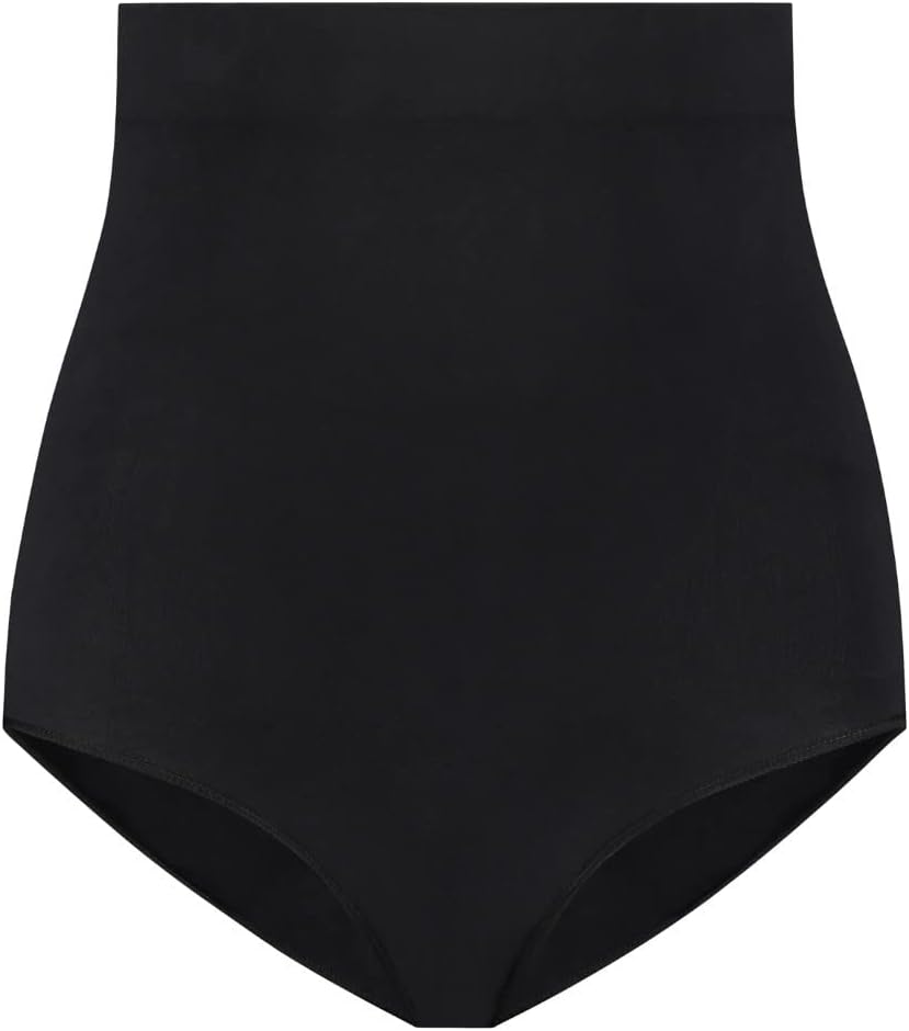 Bye Bra Slip taille mi-haute doux au toucher, sous-vêtement gainant, bande en silicone, lifting des fesses, contrôle du ventre, réconfortant, haute intensité, sans couture, S-XXL, beige/noir, Noir , XL