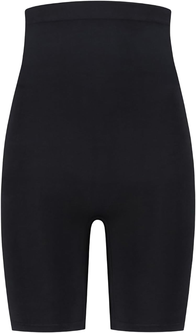 Bye Bra Short taille haute doux au toucher, bande en silicone, levage des fesses, contrôle des jambes et du ventre, haute intensité, sans couture, S-XXL, beige/noir, Noir , S