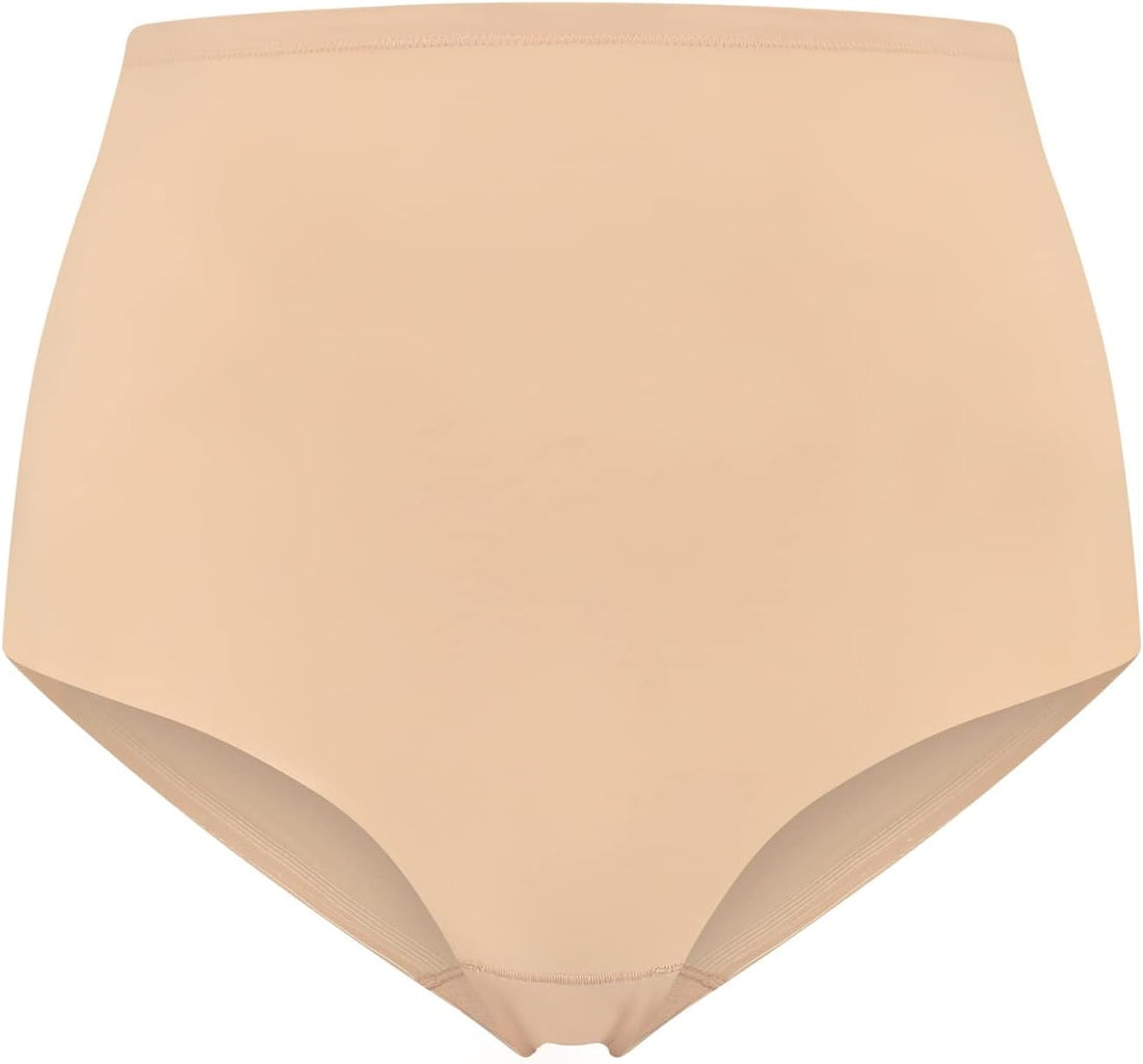 Bye Bra Culotte sculptante taille moyenne, bords découpés au laser, sangles en silicone, vêtement galbant pour femme, vêtement galbant taille moyenne, collection sculptante, beige/