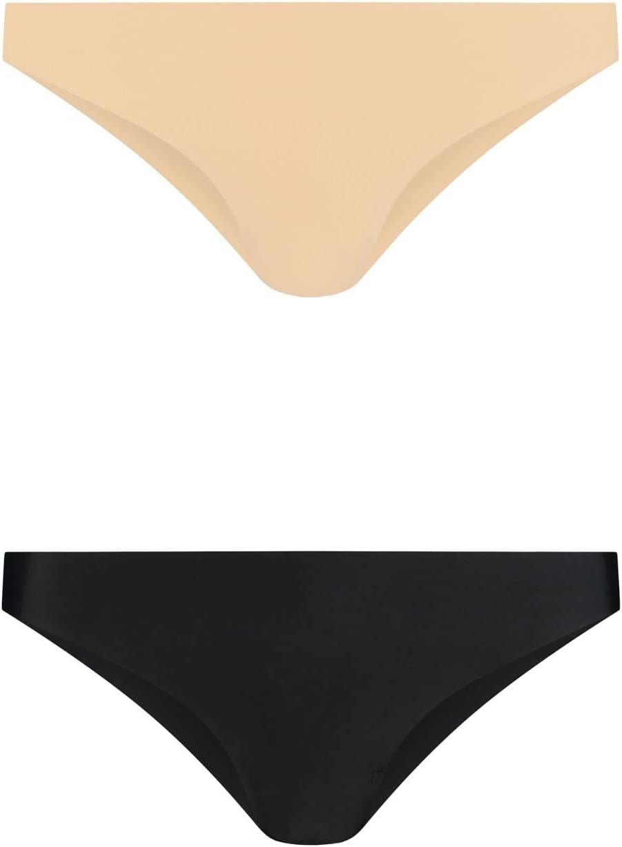 Bye Bra Invisible Brazilian Panties Seamless Underwear Smooth and Comfortable Panties for Women, Pack of 2: Beige, Black, XS-XL (XXL)