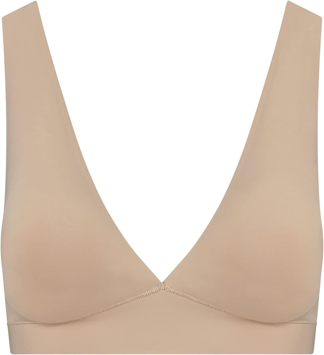 Bye Bra Deep Plunge Bra Top, Wide Straps, Removable Padded, Chest Support, Wirefree Bra, Shapewear, Beige/