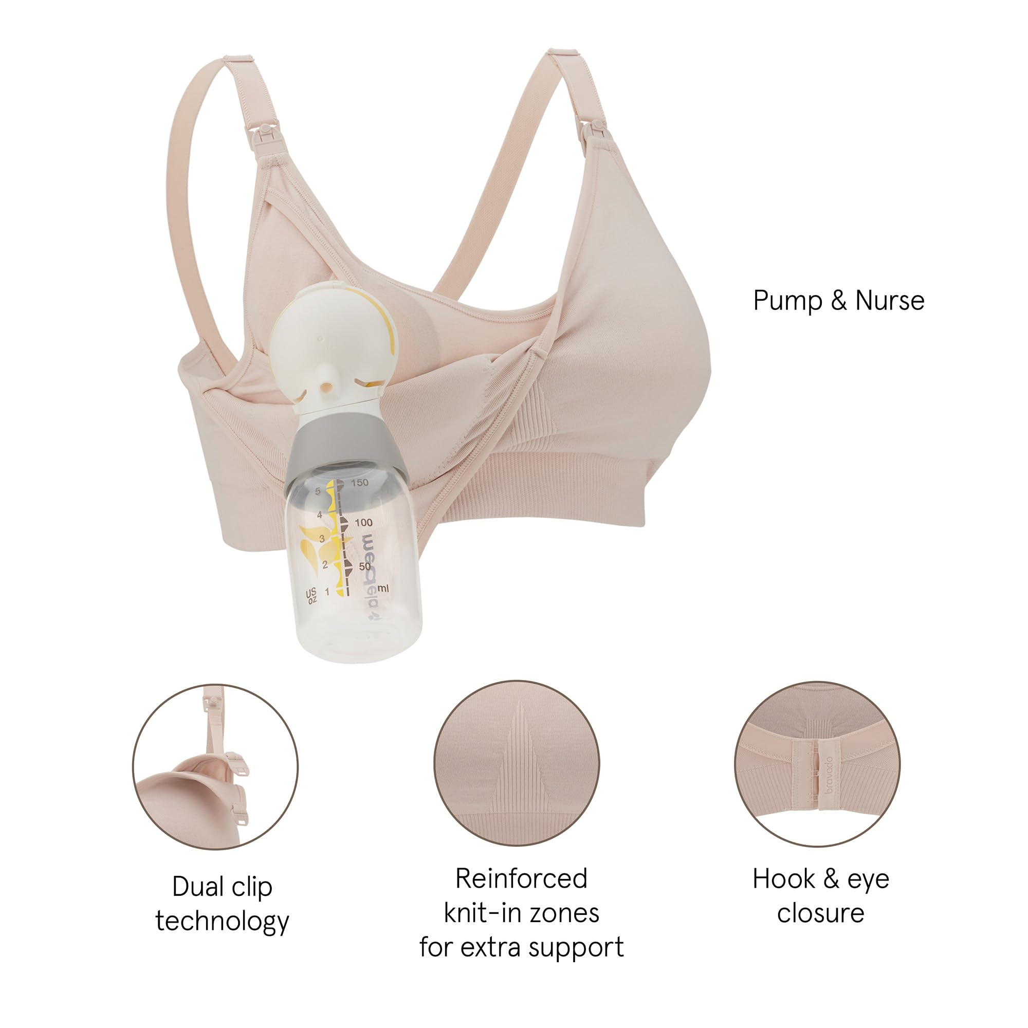 Bravado Designs 3-in-1 Nursing and Pumping Bra Hands Free for Maternity and Breastfeeding, Wearable Breast Pump Bra