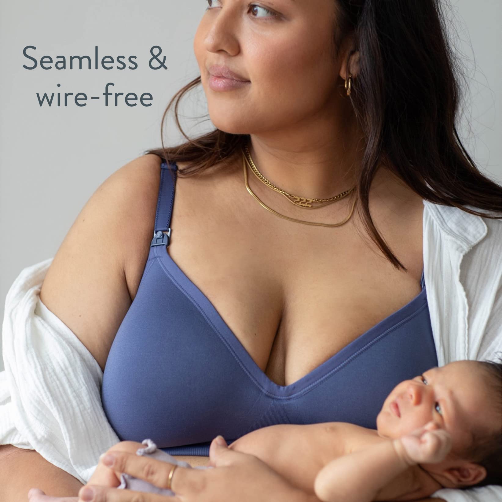 Bravado Designs Sustainable Maternity &amp; Nursing Bra for Breastfeeding Plunge Wireless Seamless V-Neckline Bra B to G Cups