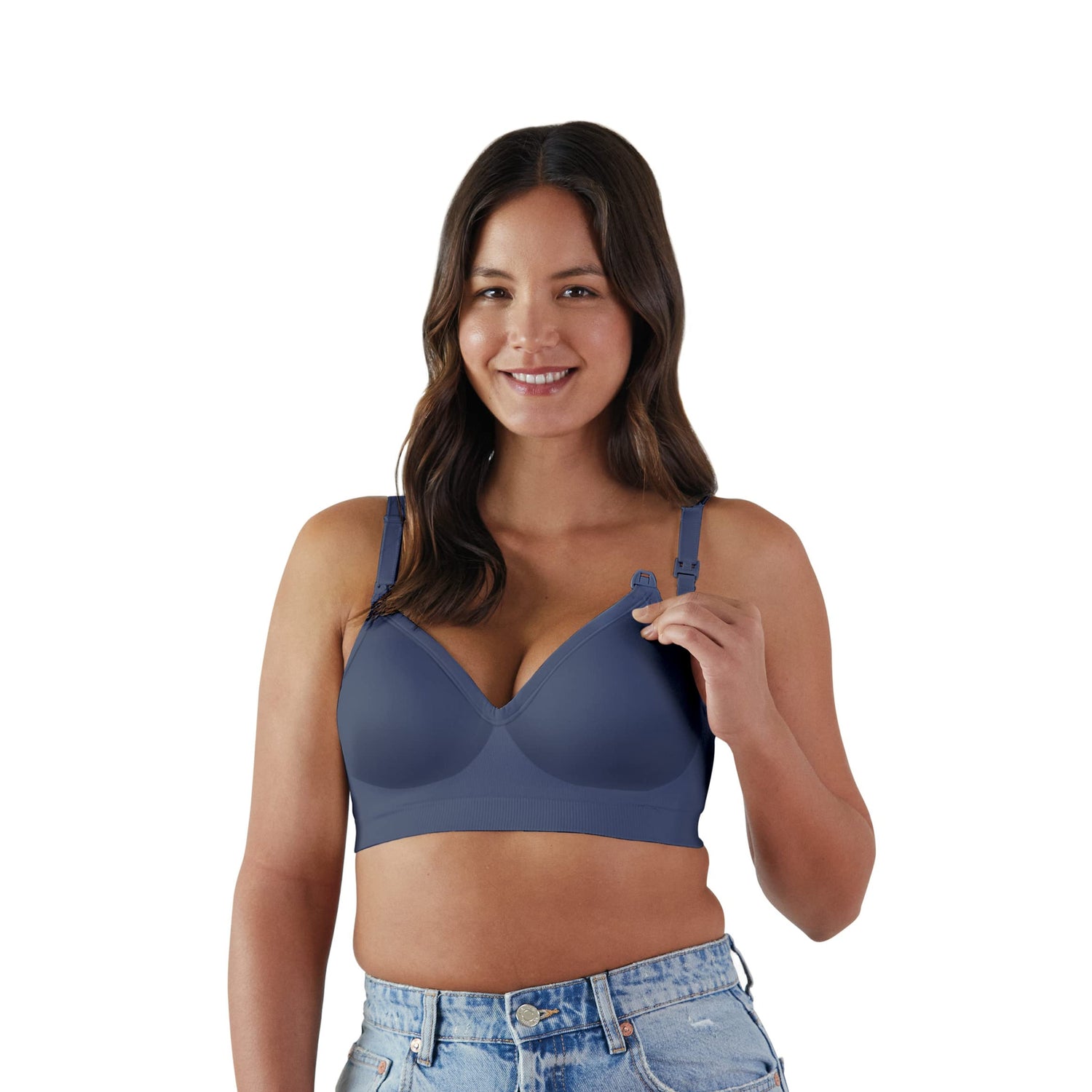Bravado Designs Sustainable Maternity &amp; Nursing Bra for Breastfeeding Plunge Wireless Seamless V-Neckline Bra B to G Cups