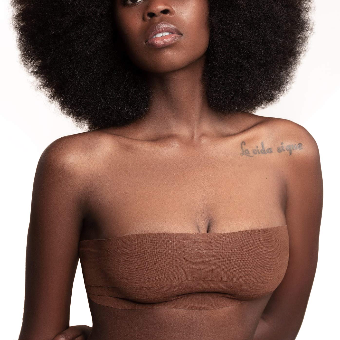 Bye Bra Body Tape Roll, Breast Lift Tape, Adhesive Bra, Lifting Boob Tape with Satin Nipple Covers, Multiple Colours Available (Brown)