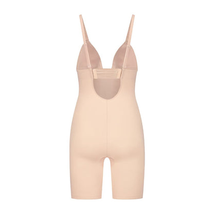 Bye Bra Sculpting Bodysuit Deep V, Laser Cut Edges, Silicone Straps, Wire-Free Cups, Shapewear For Women, Mid Waist Shapewear, Sculpting Collection, Beige, S