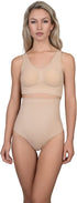 Bye Bra High Waisted Thong Soft Touch, Tummy Control Underwear, Tummy Control, High Intensity, Seamless, S-XXL, Beige/Black, Beige, L