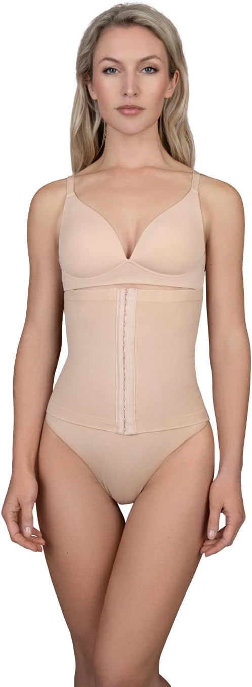 Bye Bra Ceinture gainante douce au toucher, sans couture, sangle réglable, contrôle du ventre, fermeture à boutons, S-XXL, beige/noir, beige, S