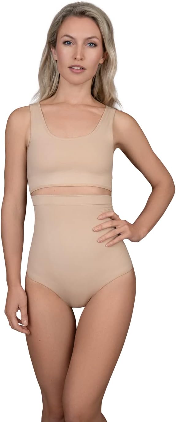 Bye Bra Slip taille haute doux au toucher, sous-vêtement gainant, bande en silicone, lifting des fesses, contrôle du ventre, réconfortant, haute intensité, sans couture, S-XXL, beige/noir, beige, XL