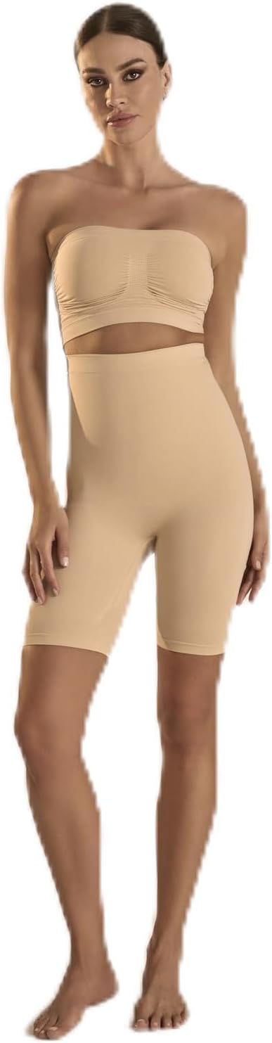 Bye Bra Short taille haute doux au toucher, bande en silicone, levage des fesses, contrôle des jambes et du ventre, haute intensité, sans couture, S-XXL, beige/noir, beige, M