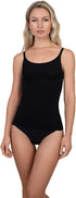 Bye Bra Débardeur sculptant pour femme - Bords découpés au laser - Bande en silicone - Bonnet moulé - Sangle réglable - S-XXL - Beige/noir, Noir , M