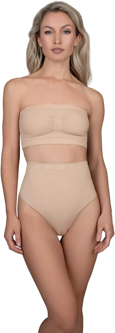 Bye Bra Haut tube doux au toucher, haut de soutien-gorge, coupe sans bretelles, coussinets amovibles, sans couture, réconfortant, S-XXL, beige/noir, beige, S