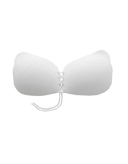 Bye Bra Lace-It Bra Adhesive Push-up Bra, Seamless Self-Adhesive Bra Adjustable Sticky Bra, Strapless and Backless with Front Fastening String, Cup Sizes: A-E in Beige, Black or White