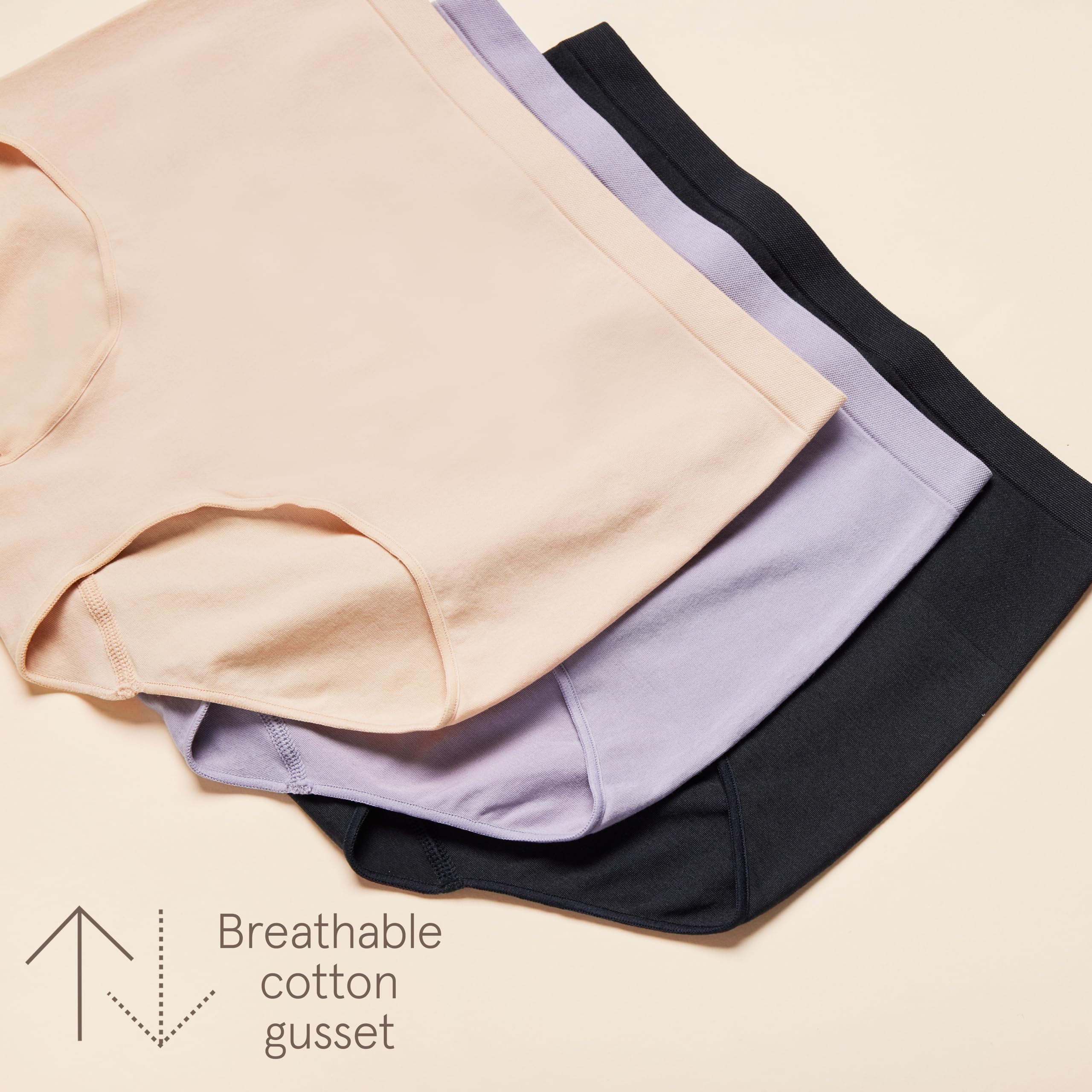 Bravado Designs Women's High Waisted Seamless Breathable Shorty, Nylon Cotton Full Coverage Panties