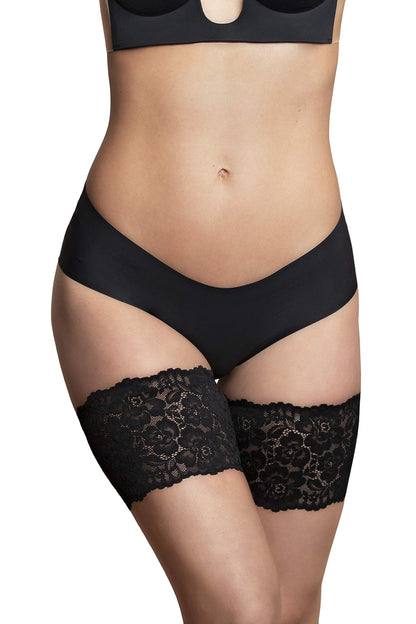 Bye Bra Thigh Bands for Women, Lace Thigh Bands, Silicone Straps, Anti-Chafing and Rubbing Bands, Prevent Inner Thigh Chafing, Beige and Black, S-XXL