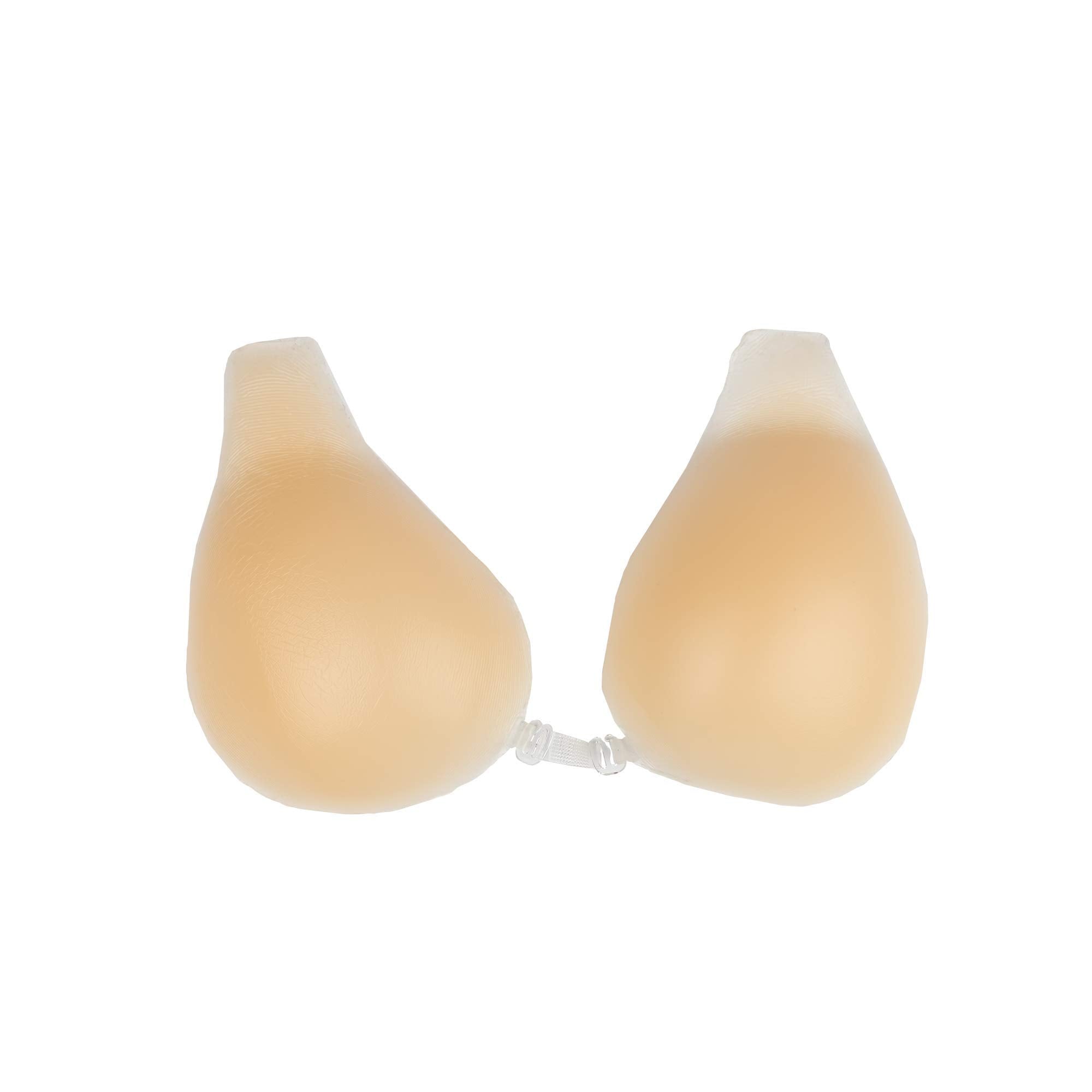 Bye Bra Silicone Cups, Pull up Breast Lift bram Reusable Adhesive Push Up Bra, Lifting Effect, Backless and Strapless for Perfect Cleavage, Nude (XL)