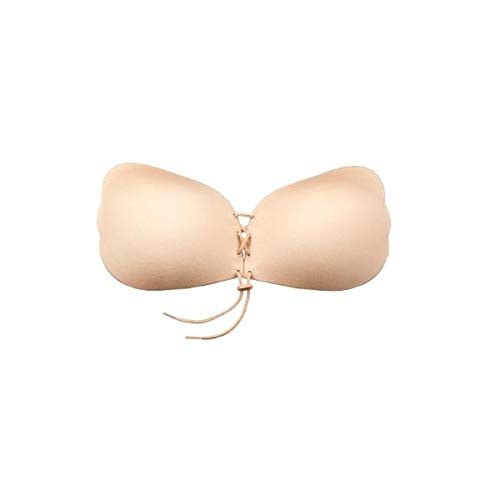 Bye Bra Lace It Sujetador adhesivo Push-up sin costuras, autoadhesivo Ajustable, sin tirantes y sin espalda con cordón de cierre Frontal, tamaños de Taza: A-E en Beige, Negro o Blanco