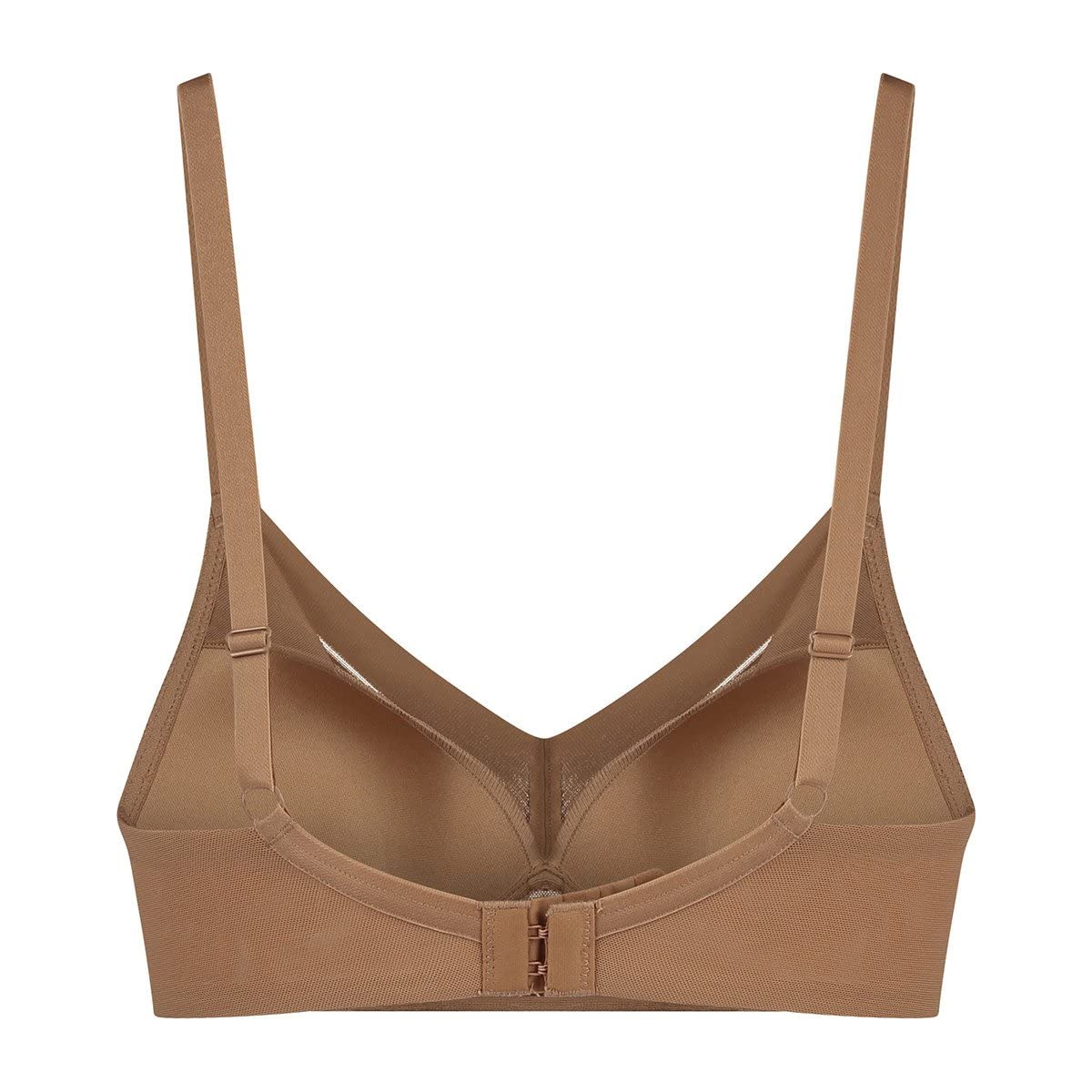 Bye Bra Bra Top Wire Free Lace, High Control, Lace Bra, Breathable Mesh, Transparent Look, Hook And Eye Lock, Shoulder Strap, Shapewear For Women, Powermesh Shapewear, Light Brown, Xxl