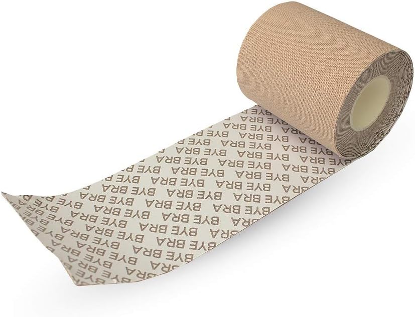 Bye Bra Adhesive Bra Roll for Breast with Silk Nipple Covers, Push Up, Strapless, Backless, Adjustable Tape, Several Colours