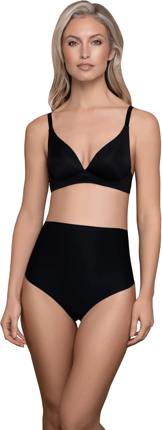 Bye Bra String sculptant taille mi-longue, bords découpés au laser, sangles en silicone, vêtement galbant pour femme, vêtement galbant taille moyenne, collection sculptée, beige/