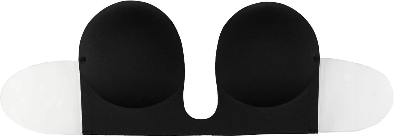 Bye Bra U Style Seamless Bra, Adhesive Bra, Strapless Open Back, Push Up Effect, Beige and Black, Cups: A-E