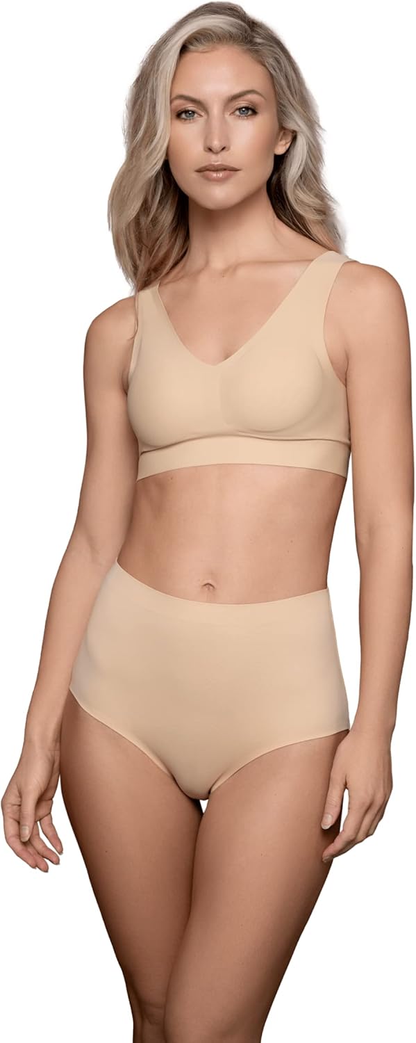 Bye Bra Invisible Mid-Rise Brief, Light Control, Comfortable, Shapewear for Women, Soft Fabric, Lightweight Shapewear, Beige/