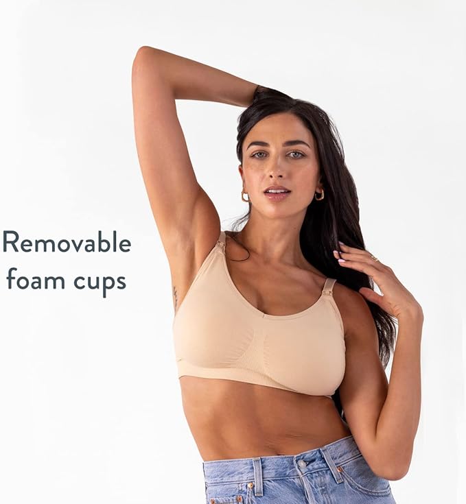 Basics by Bravado Maternity &amp; Nursing Bra Seamless Double Layer, Wirefree, Adjustable for Breastfeeding (Beige 11008)