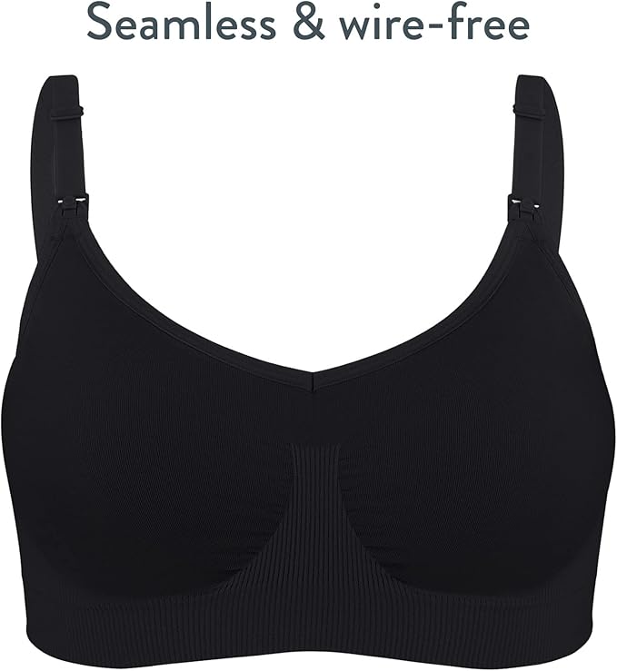 Basics by Bravado Maternity &amp; Nursing Bra Seamless Double Layer, Wirefree, Adjustable for Breastfeeding (Black 11008)