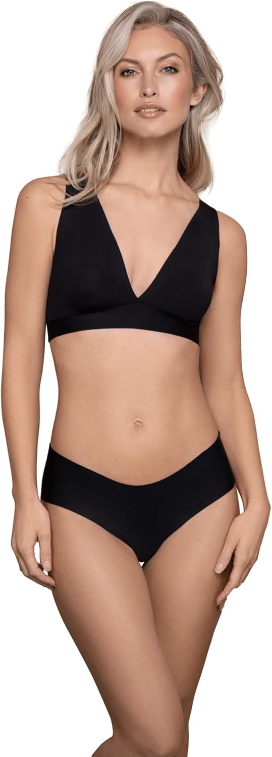 Bye Bra Deep Plunge Bra Top, Wide Straps, Removable Padded, Chest Support, Wirefree Bra, Shapewear, Beige/