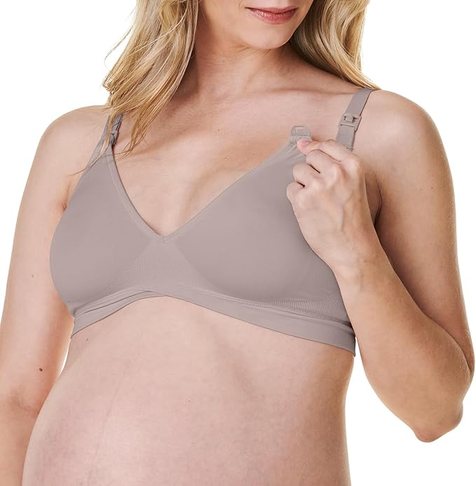 Bravado Designs Nursing Bra for Breastfeeding Comfort Wireless Bra V-Neck Maternity Bra (Sand 11046)