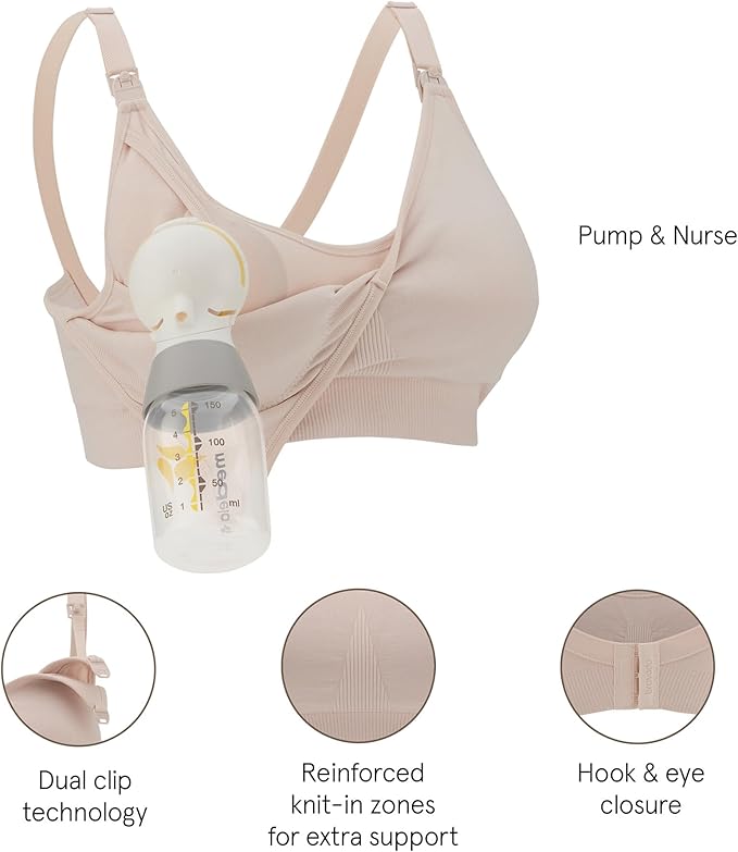 Bravado Designs 3-in-1 Nursing and Pumping Bra Hands Free for Maternity and Breastfeeding, Wearable Breast Pump Bra (Chalk Pink 11054)