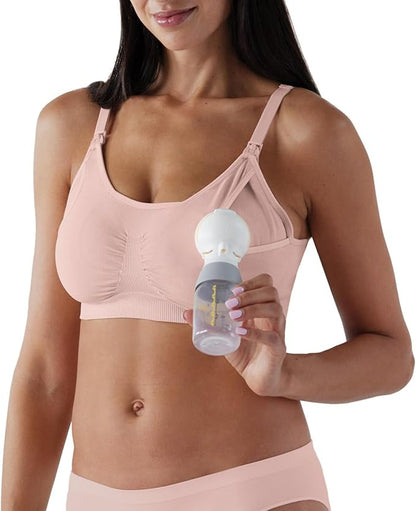 Bravado Designs Hands Free Pumping Bra &amp; Nursing Bra 2-in-1 Seamless for Maternity &amp; Breastfeeding (Soft Rose Pink 11022)