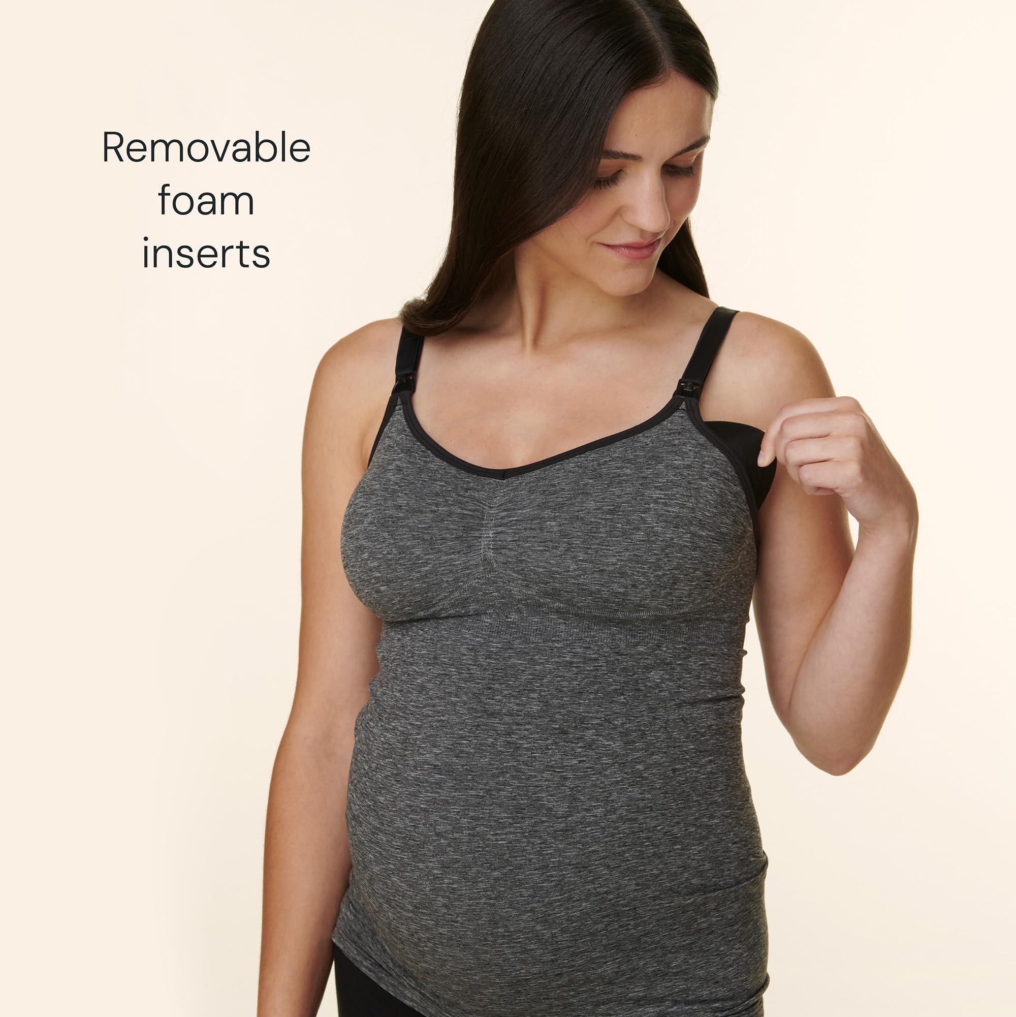 Basics by Bravado Women's Seamless Maternity Nursing Tank Top Cami for Breastfeeding with Adjustable Straps