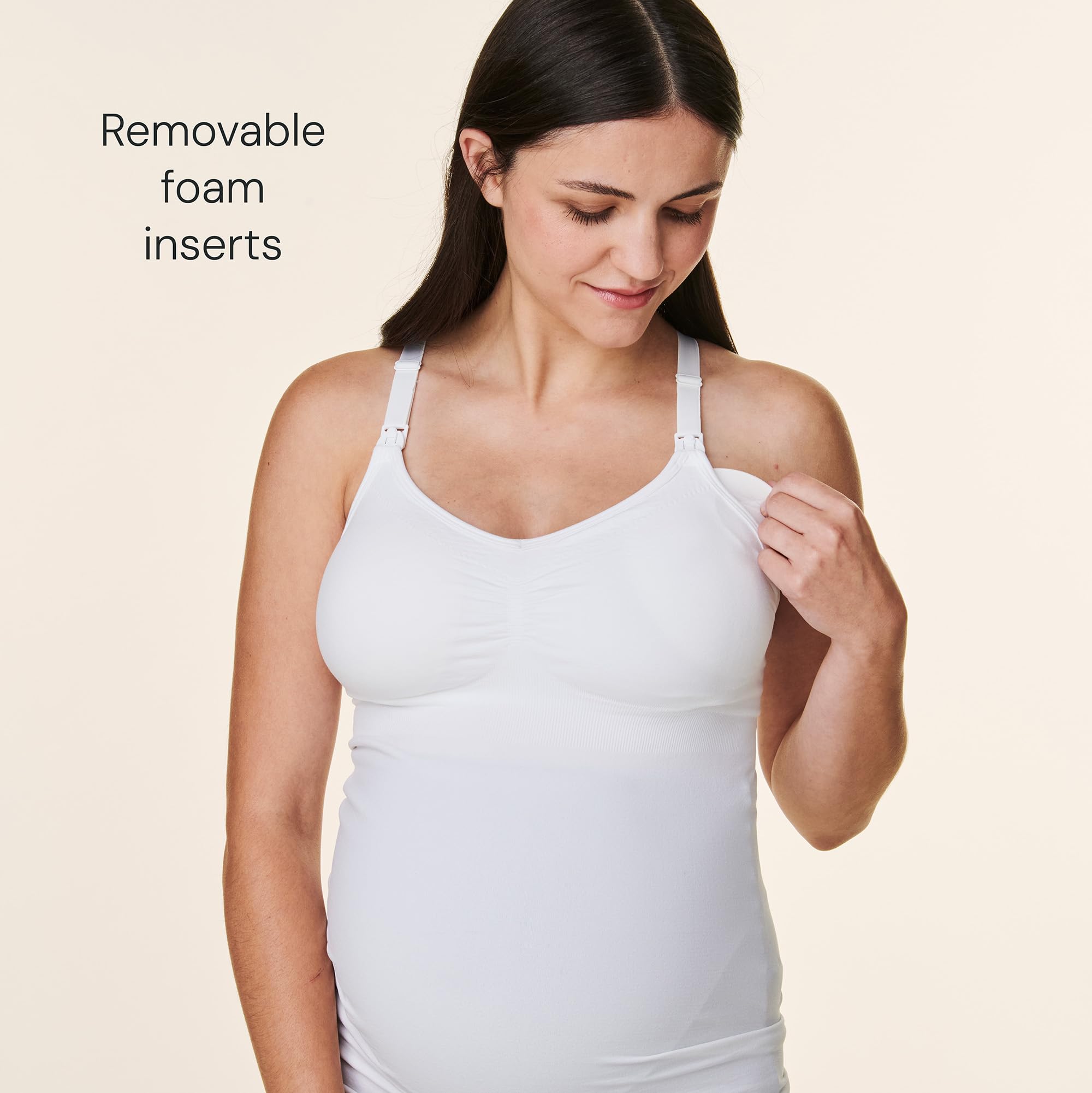 Basics by Bravado Women's Seamless Maternity Nursing Tank Top Cami for Breastfeeding with Adjustable Straps