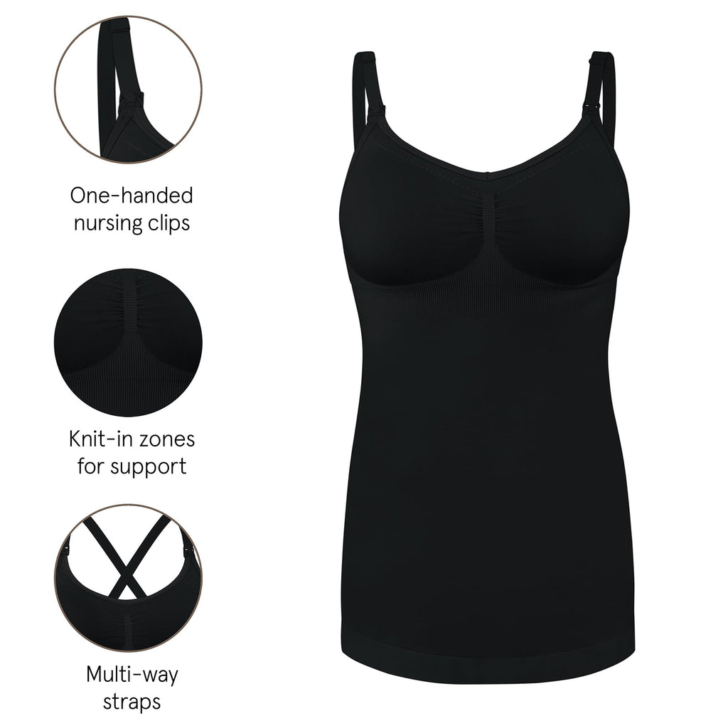 Basics by Bravado Women's Seamless Maternity Nursing Tank Top Cami for Breastfeeding with Adjustable Straps