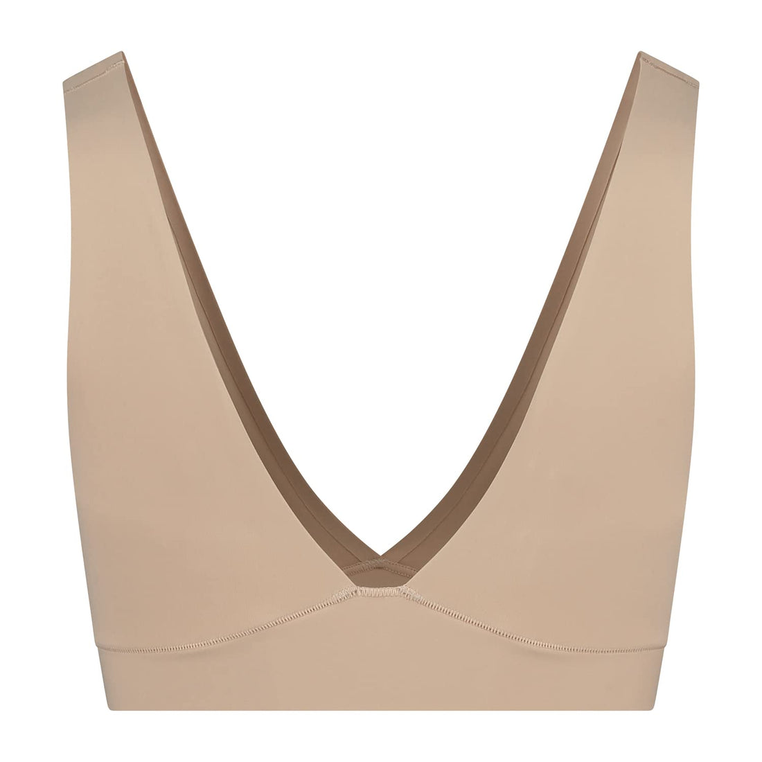 Bye Bra Bra Top Deep Plunge, Wide Shoulder Strap, Removable Padding, Breast Support, Wire Free Bra, Sculpting Shapewear, Beige, L