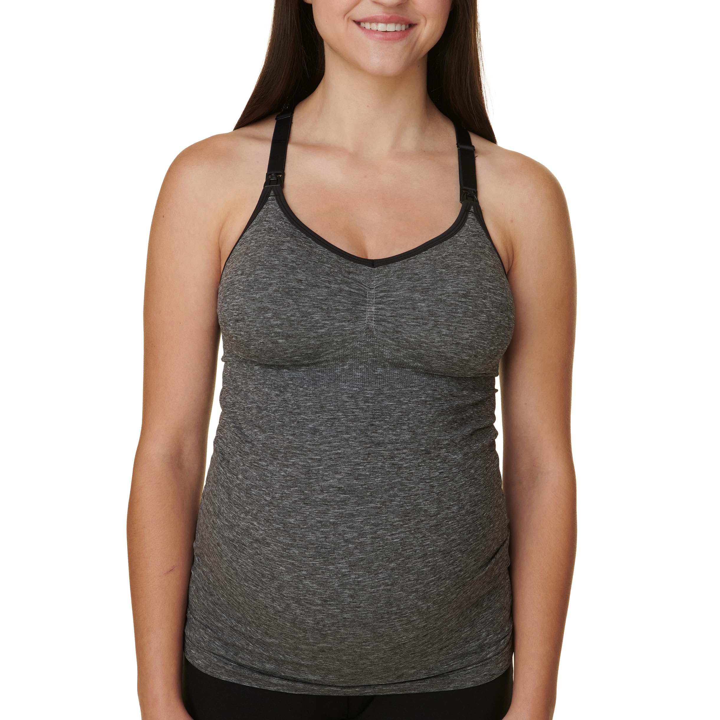 Basics by Bravado Women's Seamless Maternity Nursing Tank Top Cami for Breastfeeding with Adjustable Straps