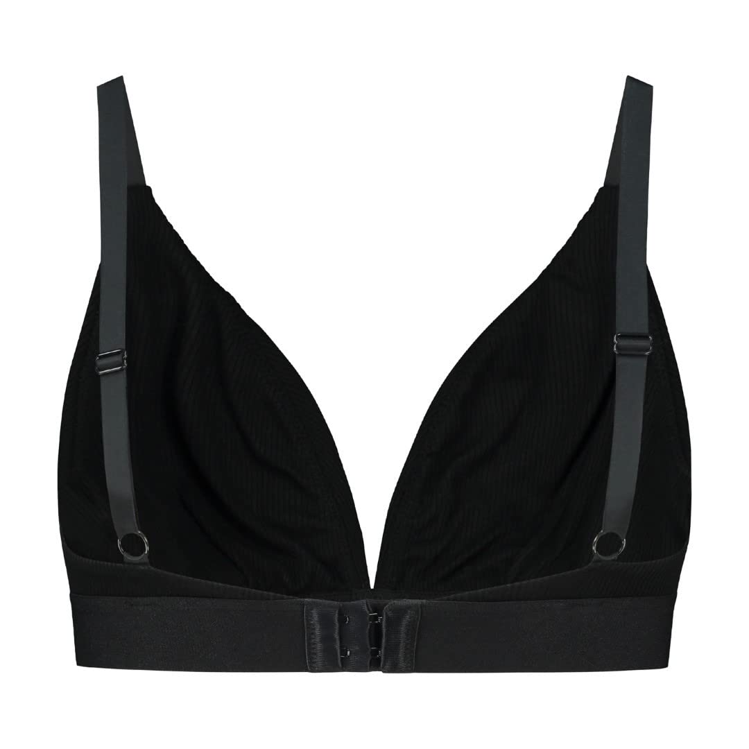 Natural Rib Triangle Bra Top Black S