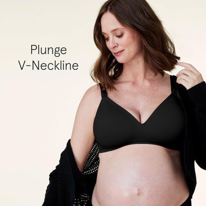 Bravado Designs Sustainable Maternity &amp; Nursing Bra for Breastfeeding Plunge Wireless Seamless V-Neckline Bra B to G Cups
