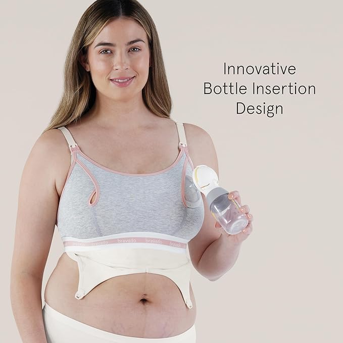 Bravado Designs Sustainable Hands-Free Pumping Accessory Clip and Pump Organic Cotton (Dove Heather 9301)