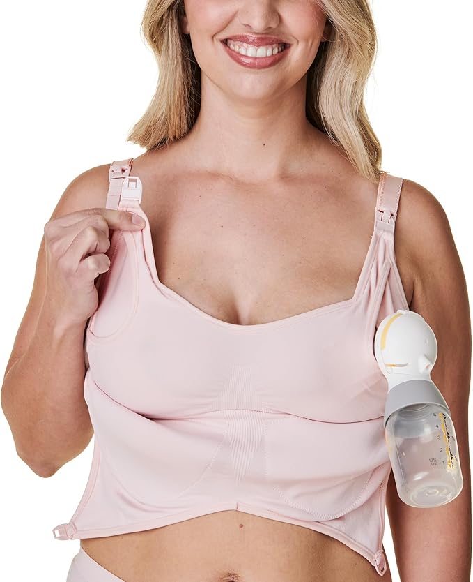 Bravado Designs 3-in-1 Nursing and Pumping Bra Hands Free for Maternity and Breastfeeding, Wearable Breast Pump Bra (Chalk Pink 11054)