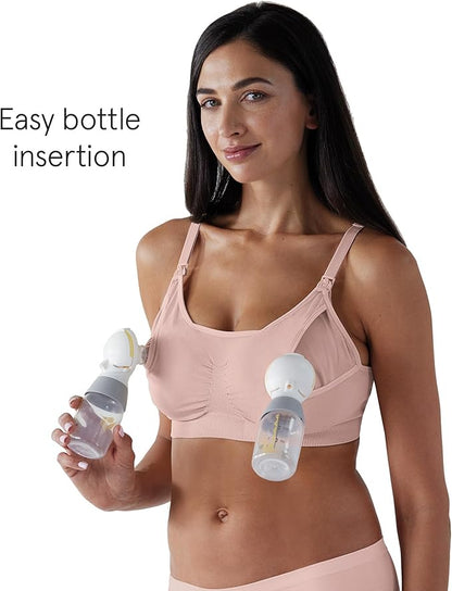 Bravado Designs Hands Free Pumping Bra &amp; Nursing Bra 2-in-1 Seamless for Maternity &amp; Breastfeeding (Soft Rose Pink 11022)