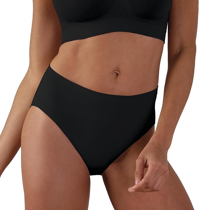 Bravado Designs Sustainable Panty | High-Rise | Seamless | Recycled Nylon, Organic Cotton &amp; Modal Blend (Black 21001)